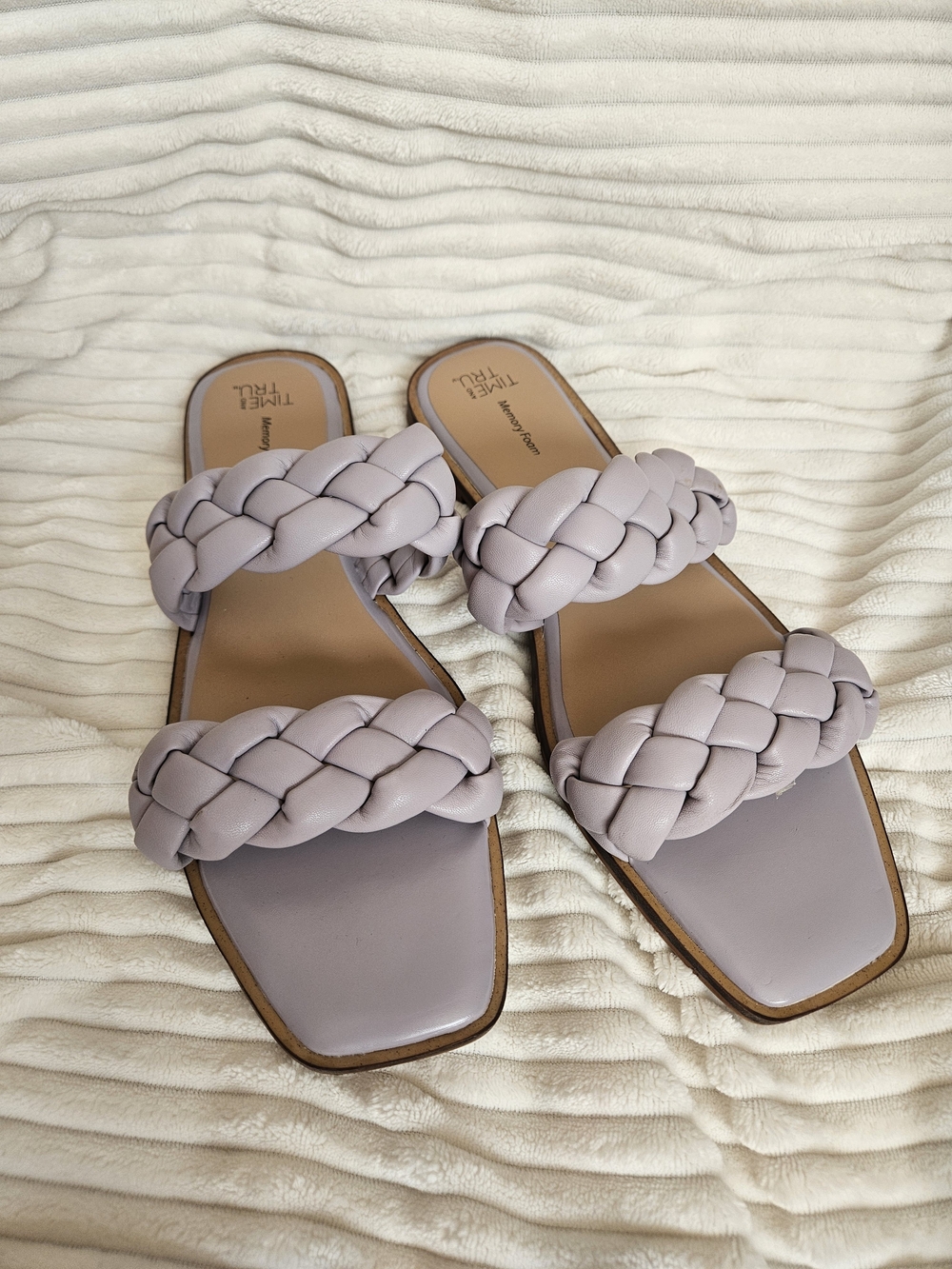 Braided Double-Strap Slide Sandals - Lilac